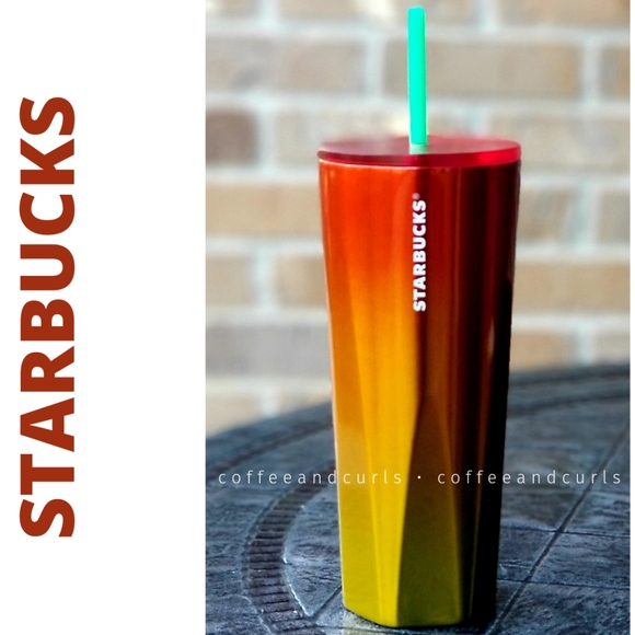 Starbucks Ombre Mango Stainless Steel Cold Cup Tumbler 24oz Venti NWT - Picture 1 of 11